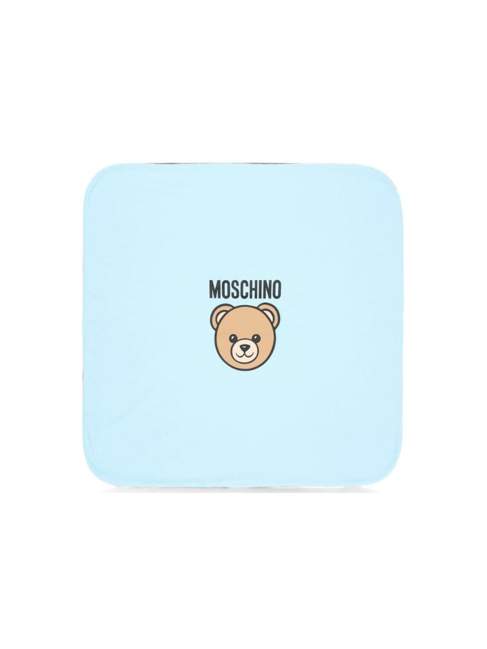 Coperta per neonato Moschino Kids azzurro con dettaglio Teddy Bear MUB00OLCA40 40304 MOSCHINO KIDS