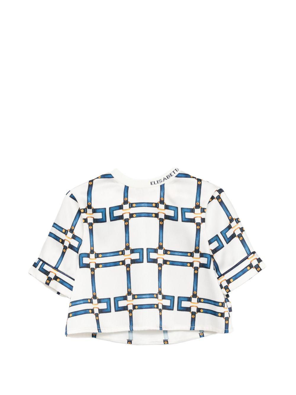 T-shirt per bambina Elisabetta Franchi La Mia Bambina bianca con dettagli blu EFCA2830TVE02 D681 ElISABETTA FRANCHI KIDS