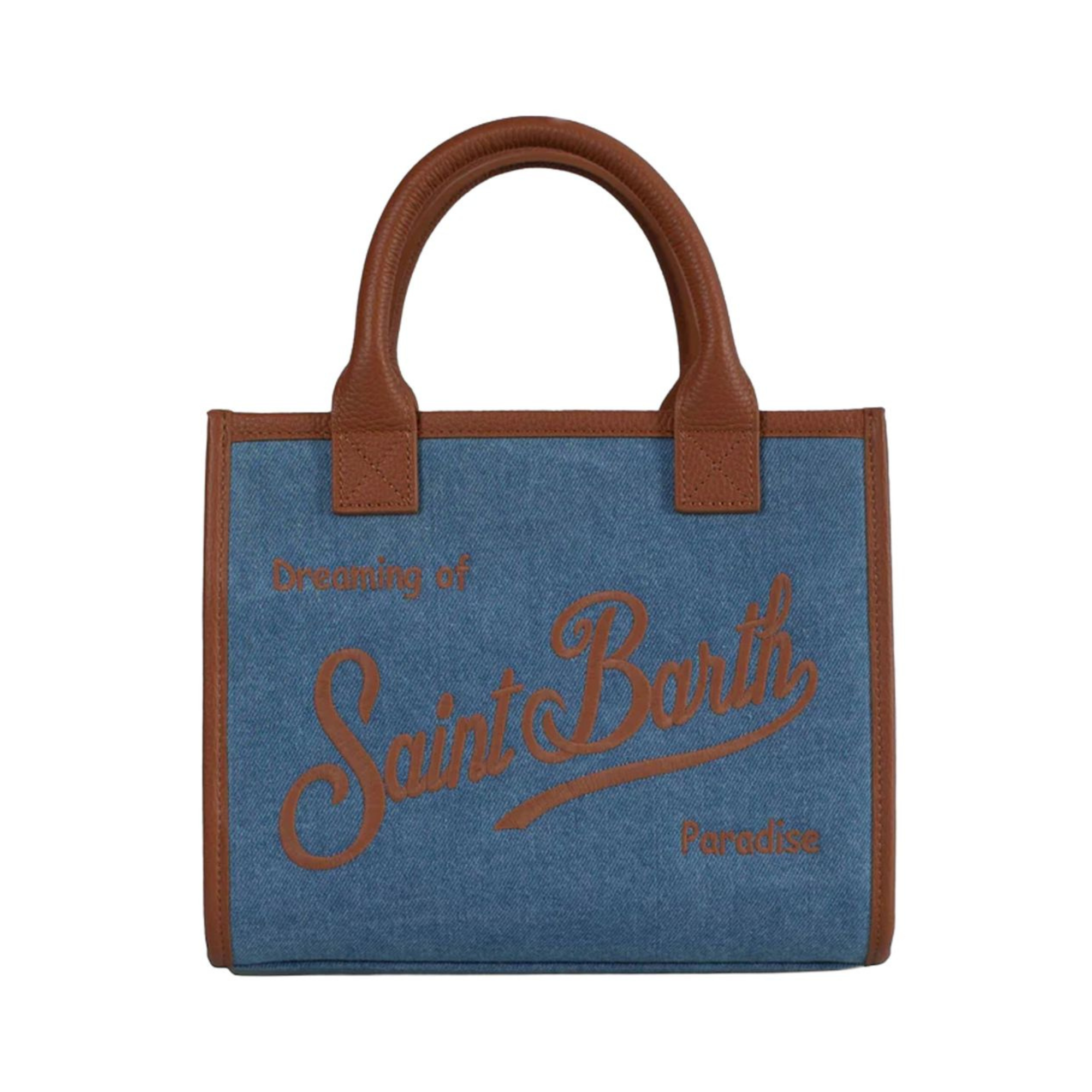 Borsa a tracolla Vanity Midi Denim MC2 Saint Barth blu con logo ricamato VANMD001 01515L MC2 ST. BARTH KIDS