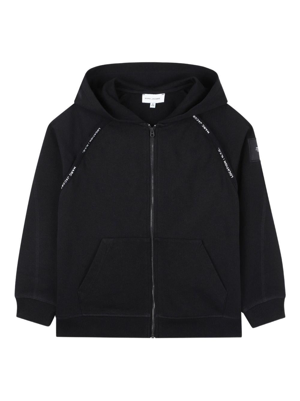 Felpa con cappuccio per bambino Marc Jacobs Kids nera con dettagli con logo a contrasto W60659 09B THE MARC JACOBS KIDS