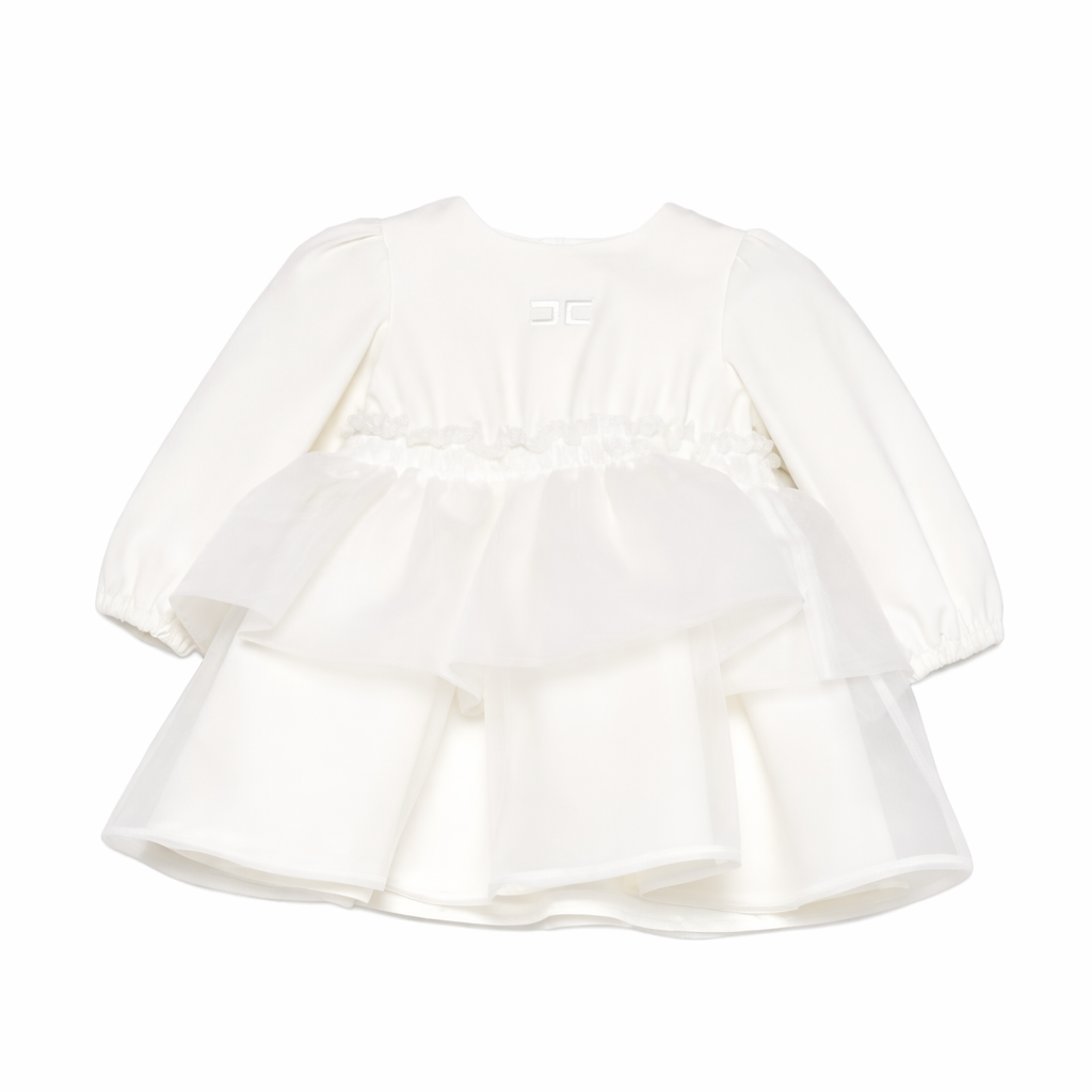 Abito per neonata Elisabetta Franchi La Mia Bambina bianco con ruches ENAB0760CA235 0004 ElISABETTA FRANCHI KIDS