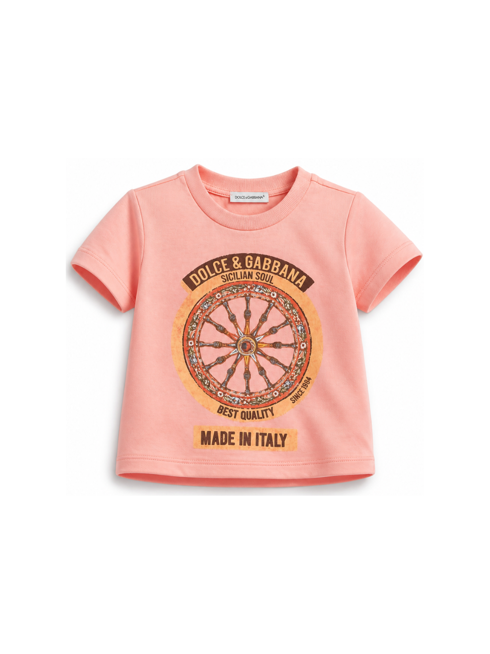 T-shirt per neonata Dolce & Gabbana Kids rosa con stampa Carretto Siciliano L2JTIT G7P5V F3429 DOLCE & GABBANA KIDS