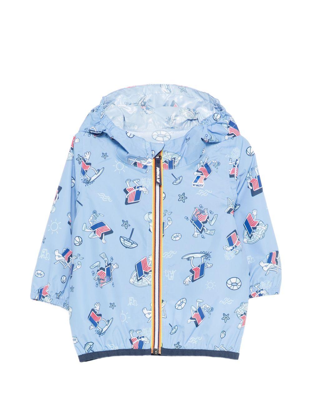 Giacca per neonato K Way Kids E. Le Vrai 4.0 Claudine azzurro con stampa all-over K2137YW A08 K-WAY KIDS