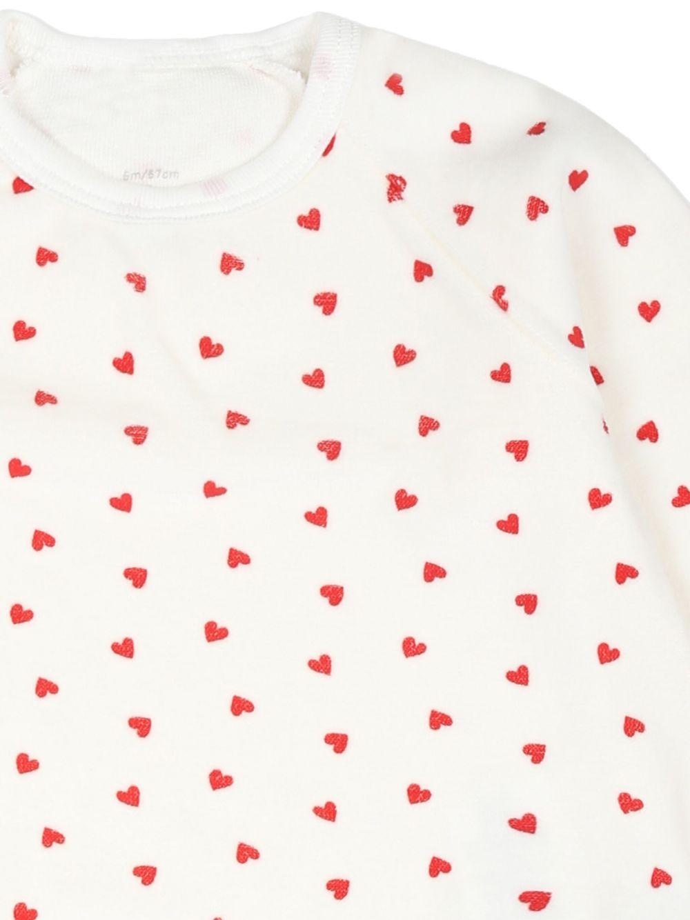 Tutina per neonata Petit Bateau bianca con stampa a cuori A0ARW 01 PETIT BATEAU KIDS