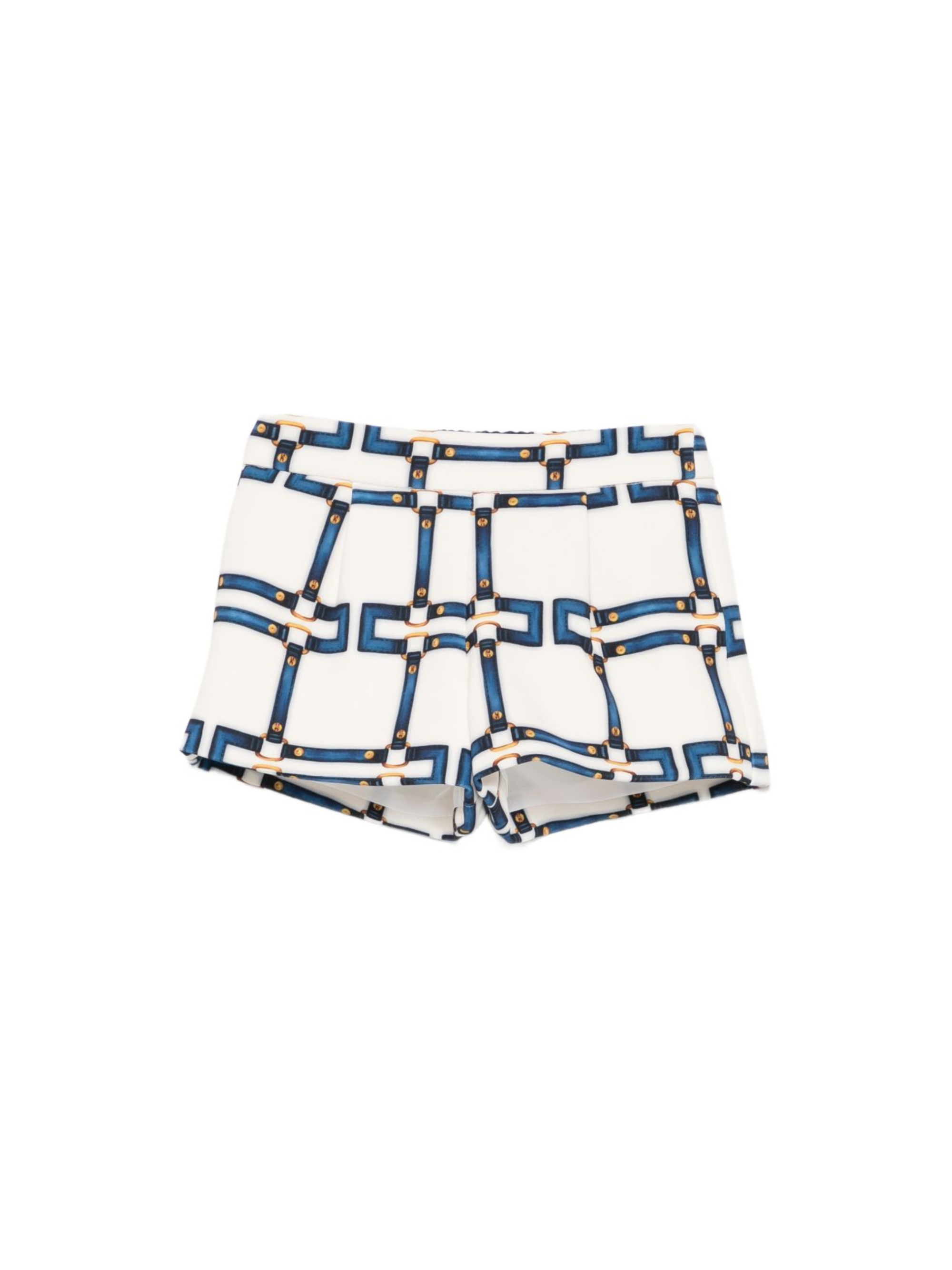 Shorts per bambina Elisabetta Franchi La Mia Bambina bianchi con motivo geometrico blu EGBE0280GAE01 0072 ElISABETTA FRANCHI