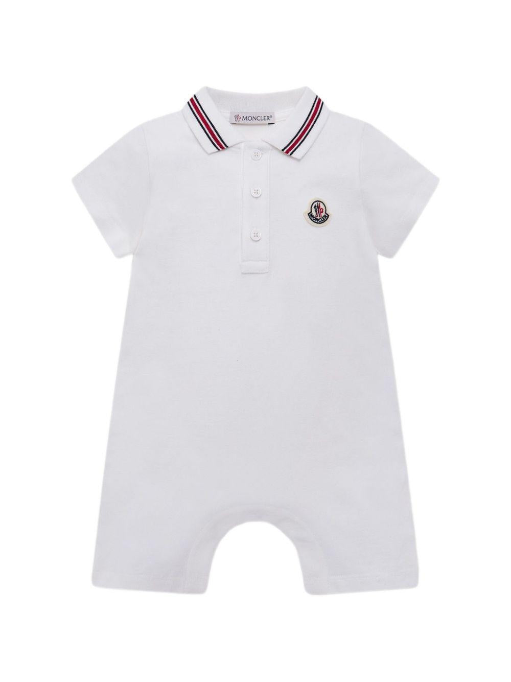 Tutina per neonati Moncler Enfant bianca con colletto a punta L19518L000068496F 034 MONCLER KIDS