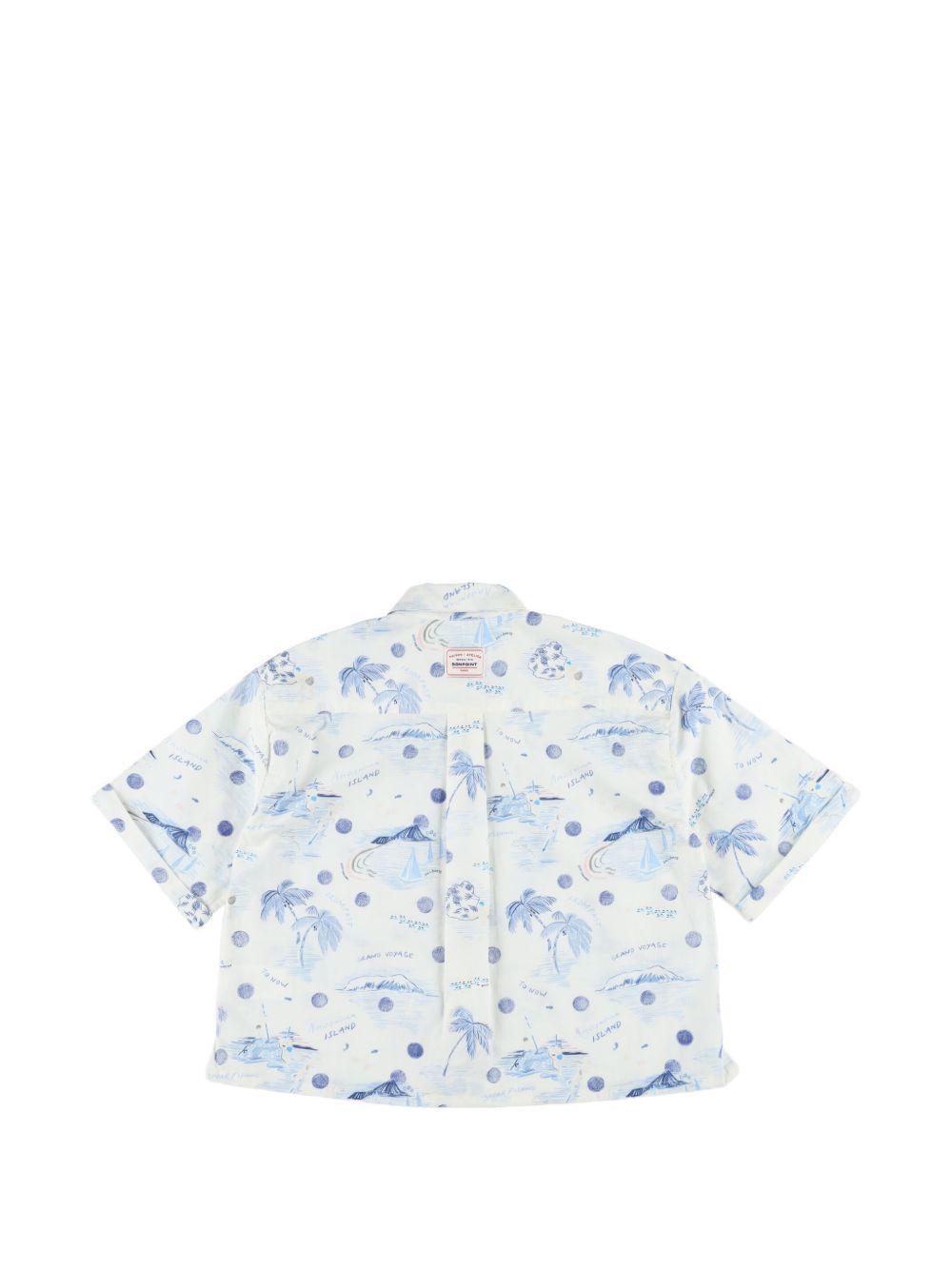 Camicia per bambino Bonpoint bianca con stampa grafica blu all-over S06BSHW00015 615 BONPOINT KIDS