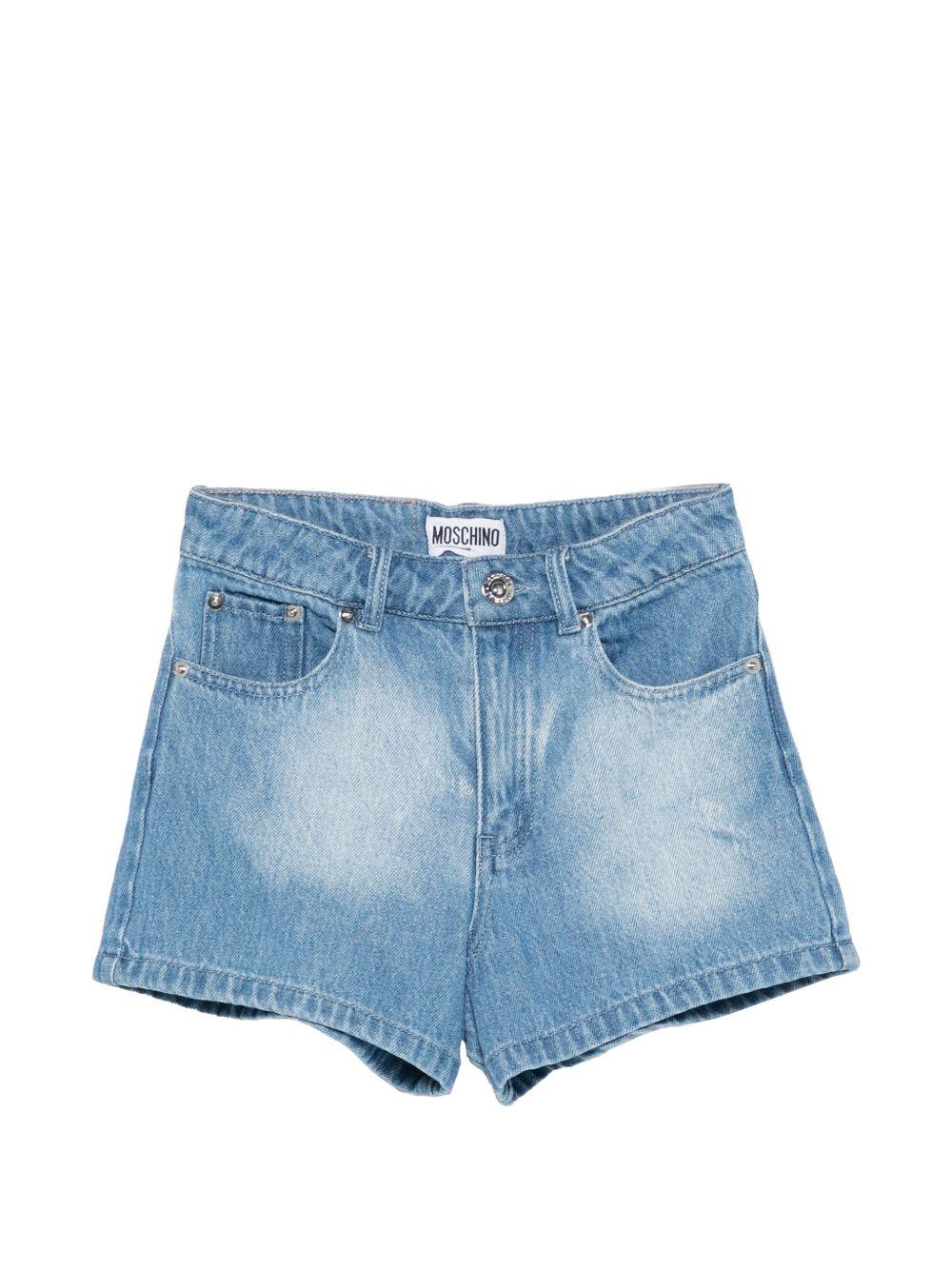 Shorts per bambina Moschino Kids azzurro con vita elasticizzata HDQ021L0E47 40613 MOSCHINO KIDS
