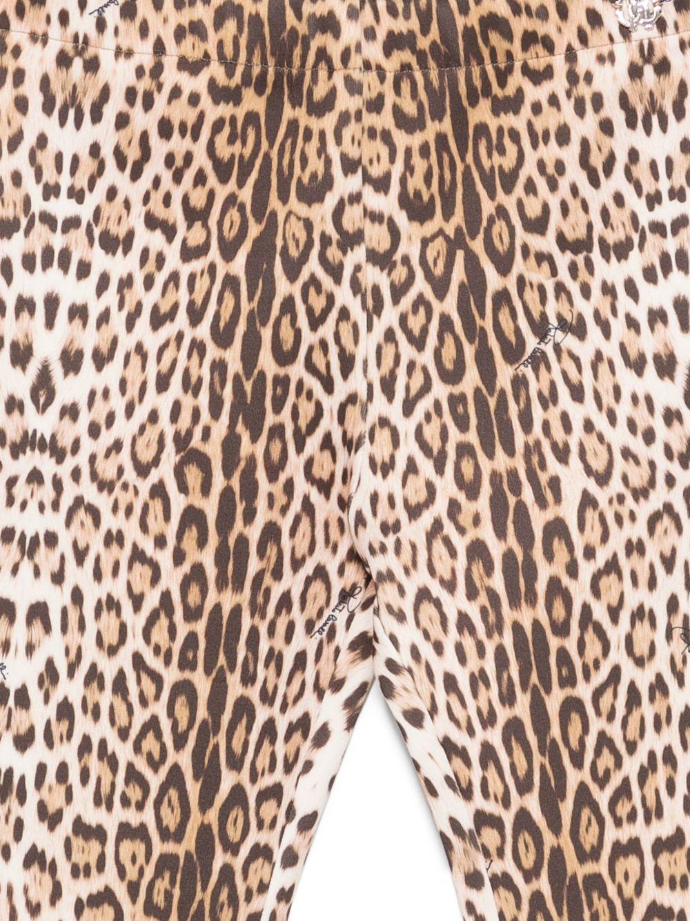Pantaloni per bambina Roberto Cavalli Kids animalier con targa con logo CGP26007LE MACULA N.H. ROBERTO CAVALLI KIDS