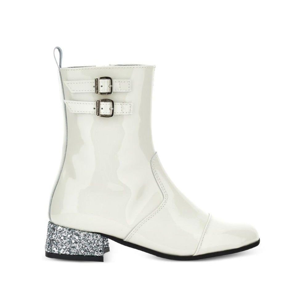Stivaletti per bambina Monnalisa Kids bianchi con tacco largo con glitter 87H001 8770 0001 MONNALISA KIDS