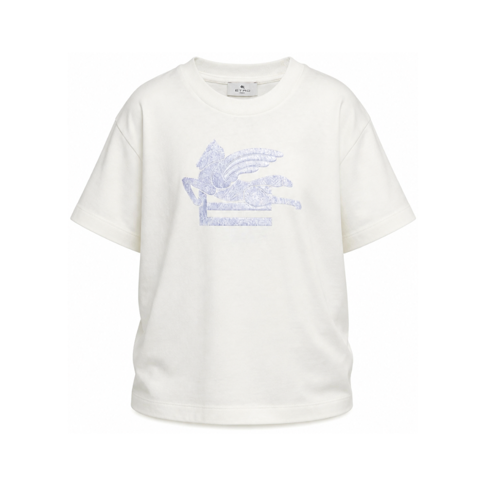 T-shirt per bambino Etro Kids bianca con motivo Pegaso GZ8H21 Z3672 102AZ ETRO KIDS