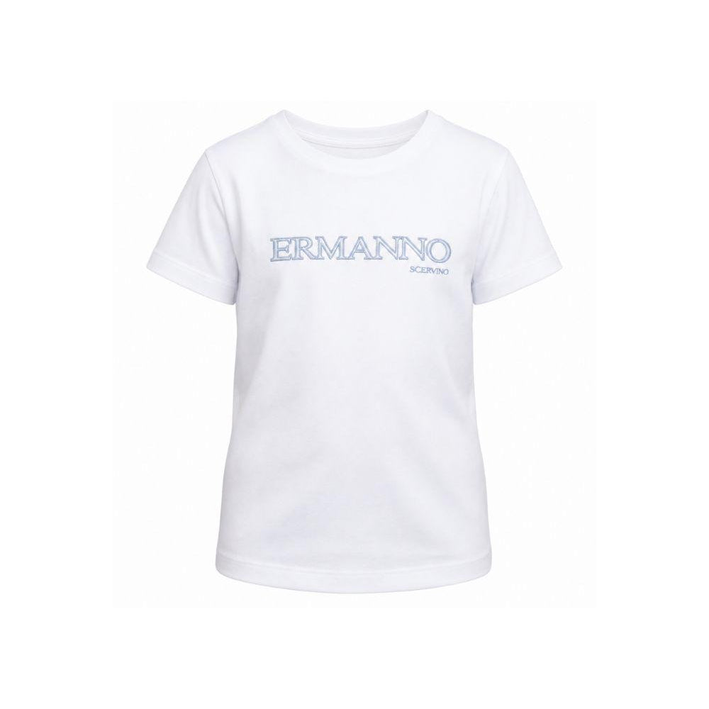 T-shirt per bambina Ermanno Scervino Junior bianca con logo sul davanti Z1G608 7201 9958 ERMANNO SCERVINO KIDS