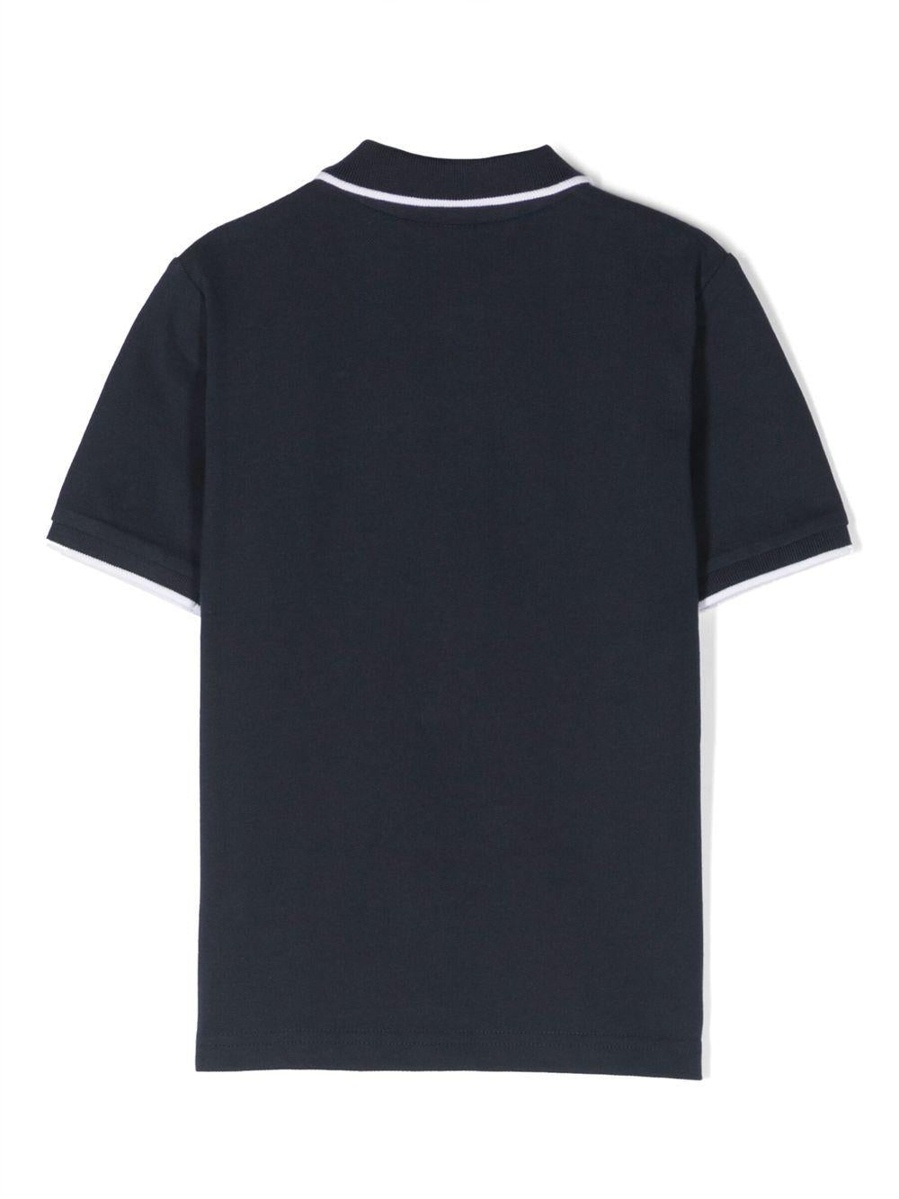 Polo per bambino Boss Kids blu con stampa logo sul petto J25P26 849 BOSS KIDS