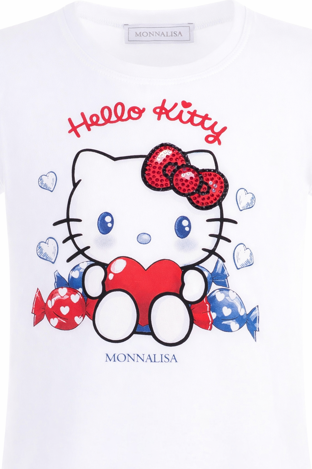 T-shirt per bambina Monnalisa bianca con stampa grafica sul davanti 11G618 7201 0099 MONNALISA KIDS