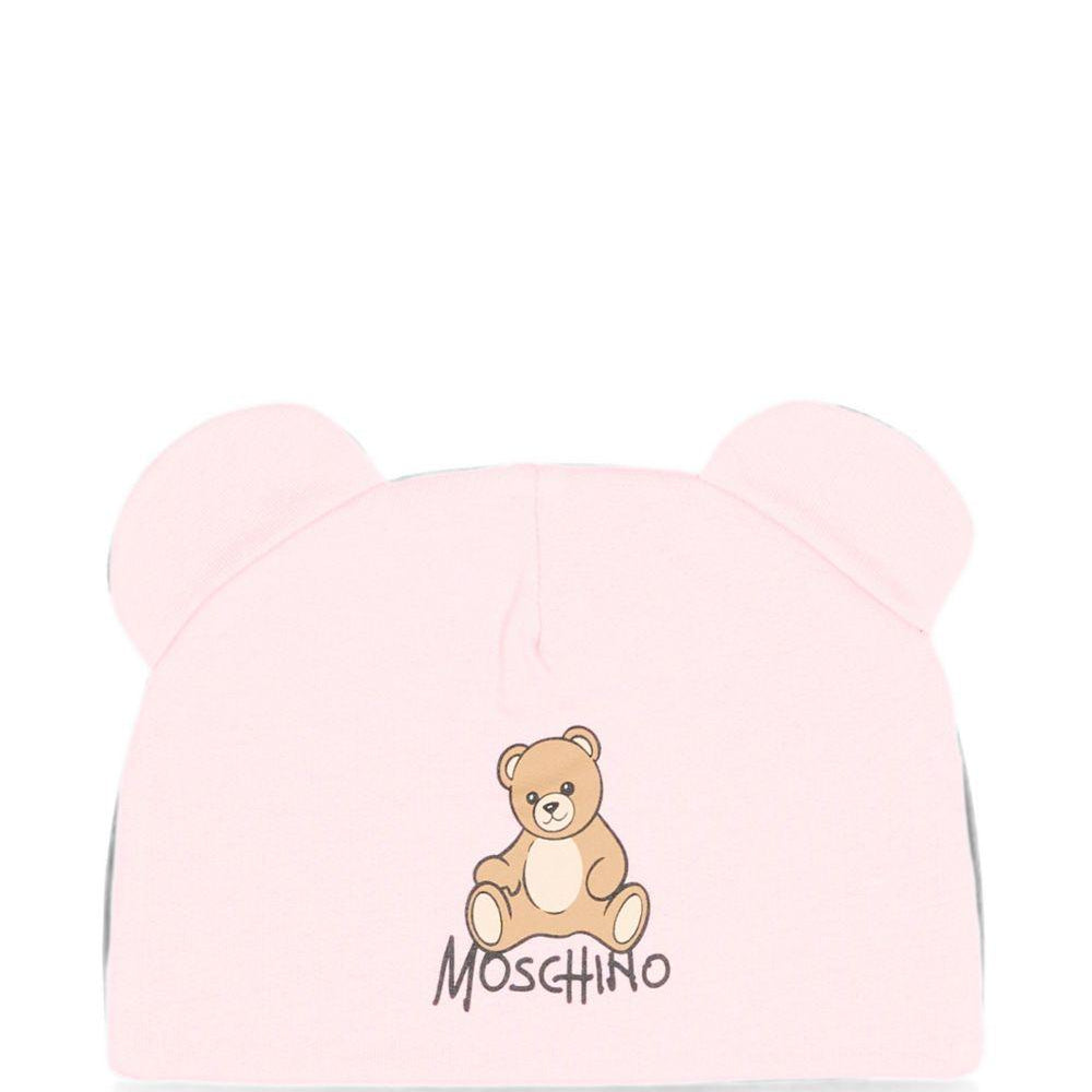 Berretto per neonati Moschino Kids rosa con motivo Teddy bear MMX05HLCA40 50209 MOSCHINO KIDS
