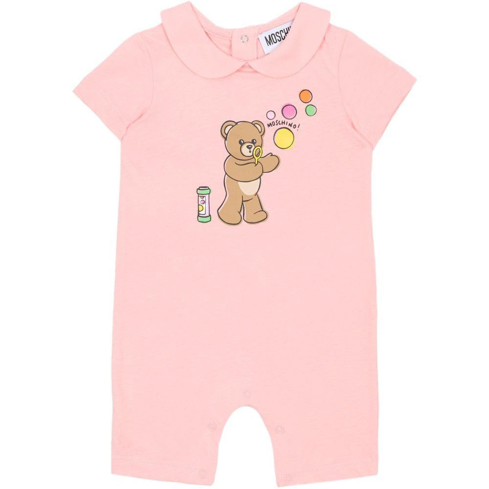 Tutina per neonati Moschino Kids rosa con stampa grafica Orsetto con bolle di sapone MUT04MLAA03 50209 MOSCHINO KIDS