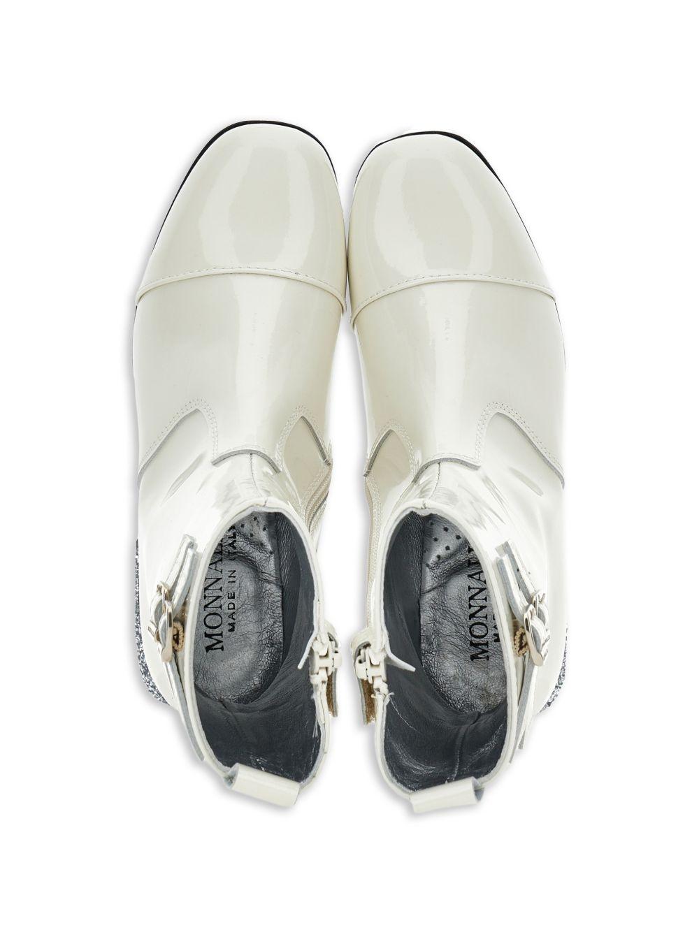 Stivaletti per bambina Monnalisa Kids bianchi con tacco largo con glitter 87H001 8770 0001 MONNALISA KIDS