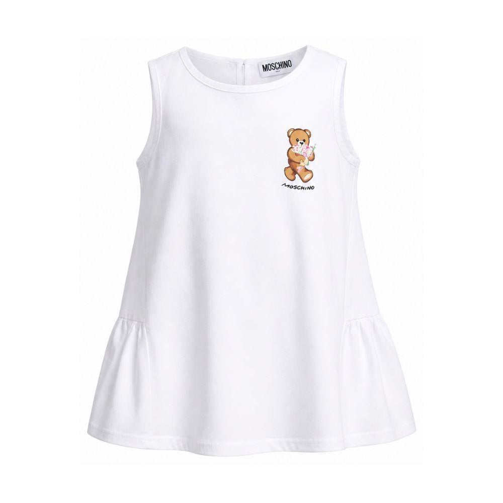 Abito per bambina Moschino Kids bianco con stampa Teddy Bear HDV0HELLA10 10101 MOSCHINO KIDS
