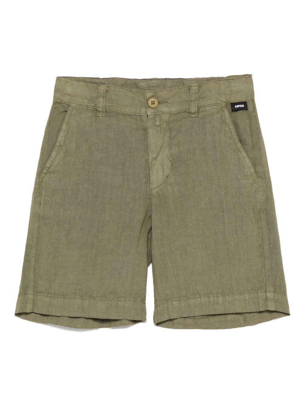 Bermuda in lino per bambino Aspesi Kids verde con passanti S25003PBL6000 583 ASPESI