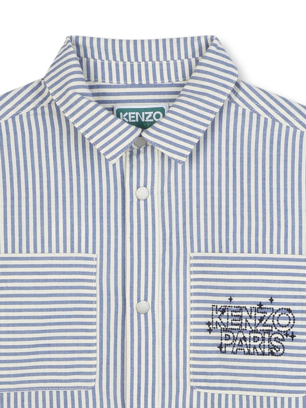 Camicia per bambino Kenzo Kids blu a righe con applicazione K61400 780 KENZO KIDS