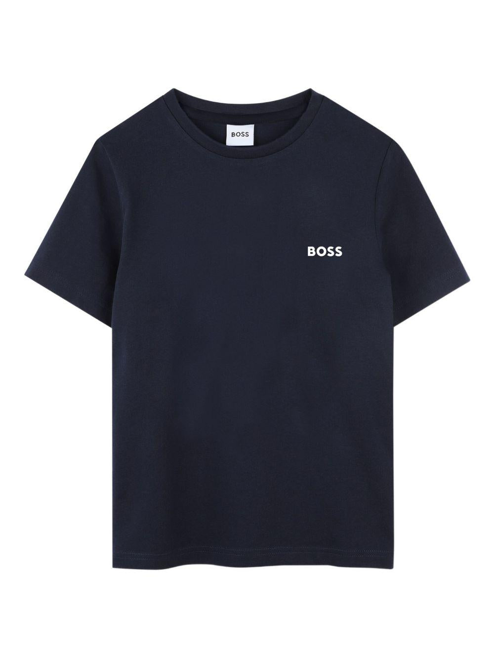 Set 2 T-shirt Boss Kids blu/bianca con stampa logo J52680 V41 BOSS KIDS