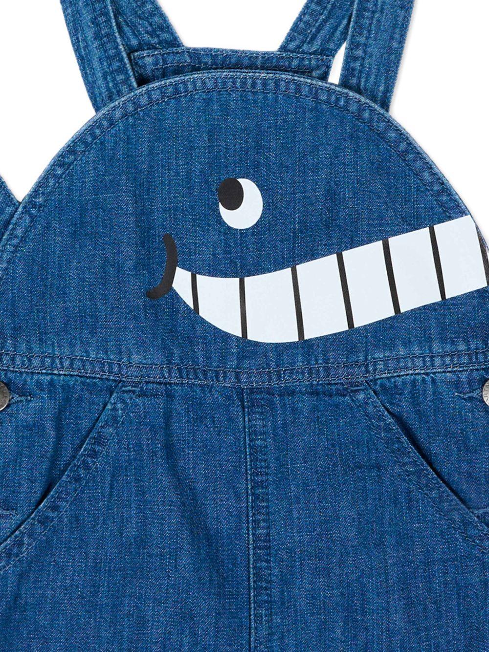 Salopette per neonato Stella McCartney Kids in denim con motivo balena TYA522 Z0522 606 STELLA McCARTNEY KIDS