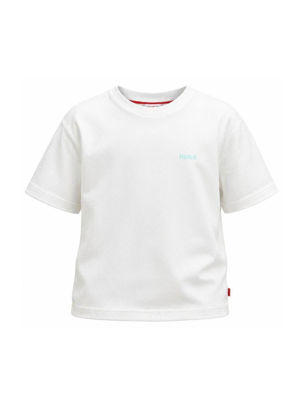 T-shirt per bambino Hugo Kids bianca con stampa grafica sul retro G01023 153 Hugo KIDS