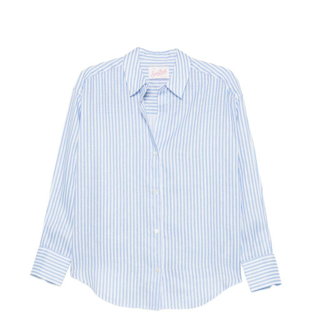 Camicia da donna MC2 Saint Barth azzurro con motivo a righe verticali CYS0001 07571L MC2 ST. BARTH
