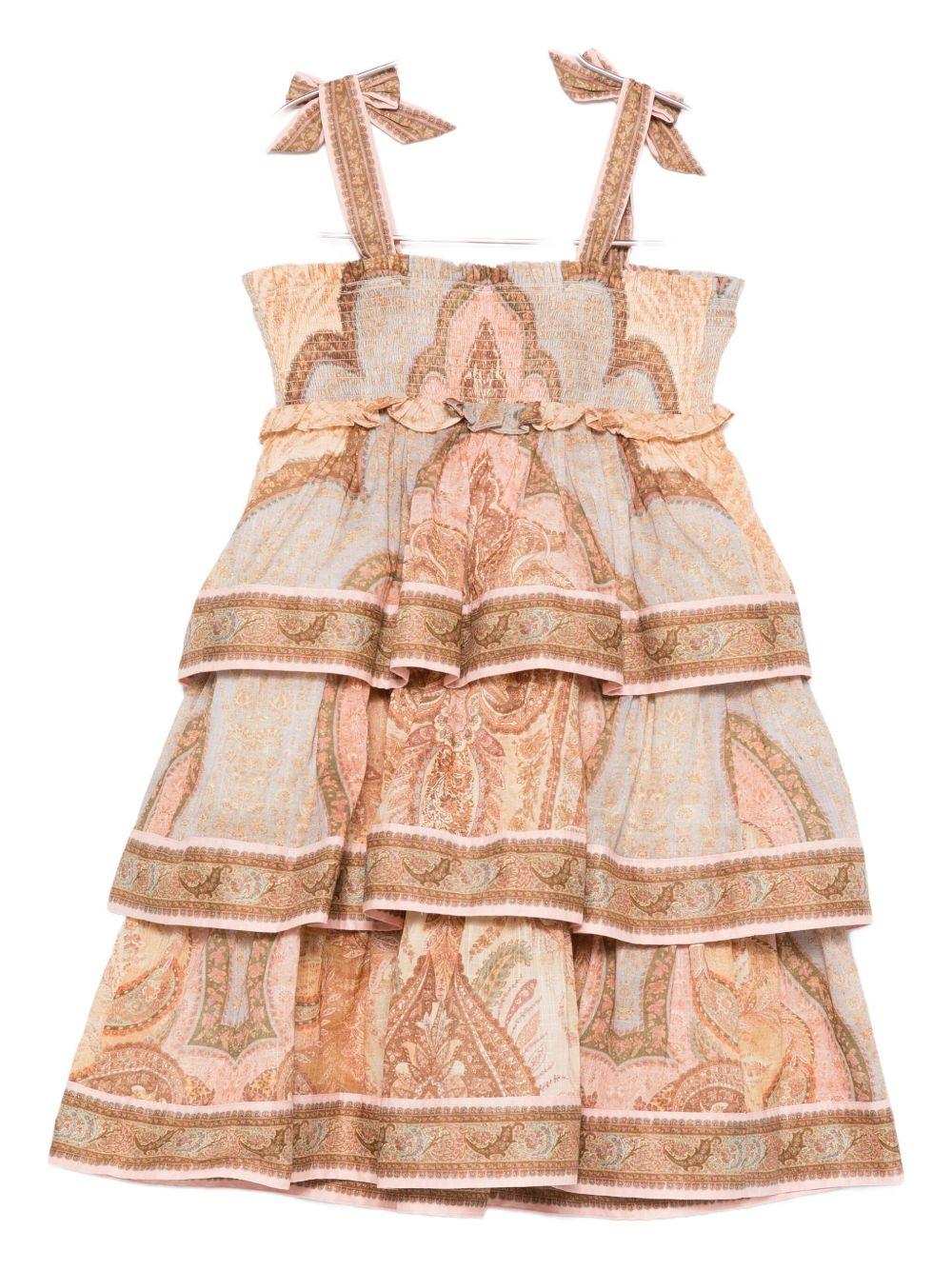 Abito Awaken per bambina Zimmermann Kids beige con balze 8936DR S261 ZIMMERMANN KIDS