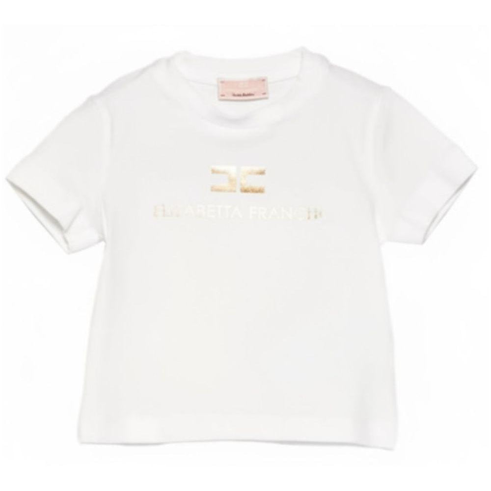 T-shirt per neonata Elisabetta Franchi La Mia Bambina bianca con dettaglio logo EGTS1080JE006 0115 ElISABETTA FRANCHI KIDS