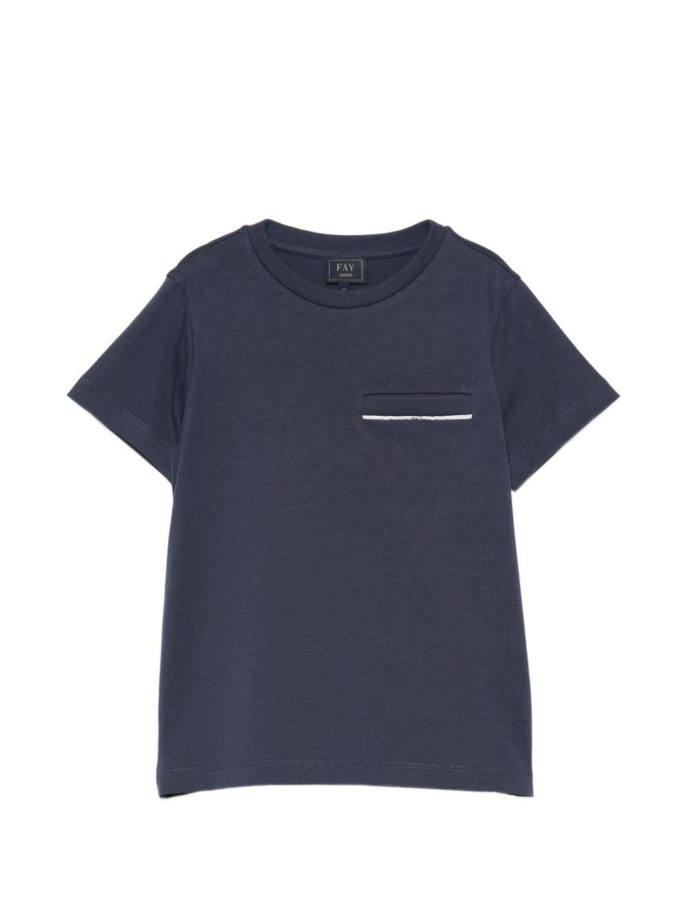 T-shirt per bambino Fay Kids blu con taschino sul petto FY8P51 Z3708 625 FAY KIDS