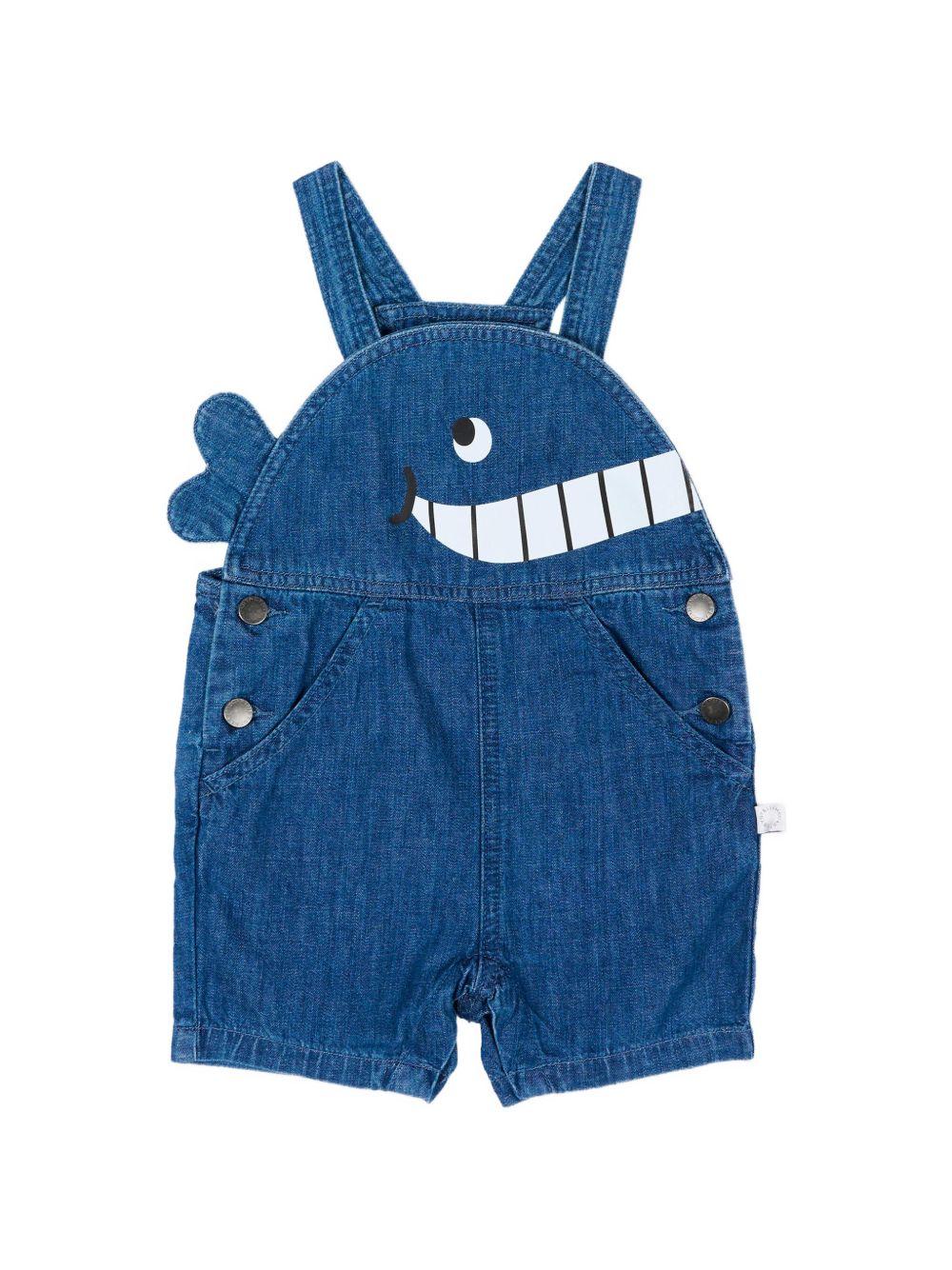Salopette per neonato Stella McCartney Kids in denim con motivo balena TYA522 Z0522 606 STELLA McCARTNEY KIDS