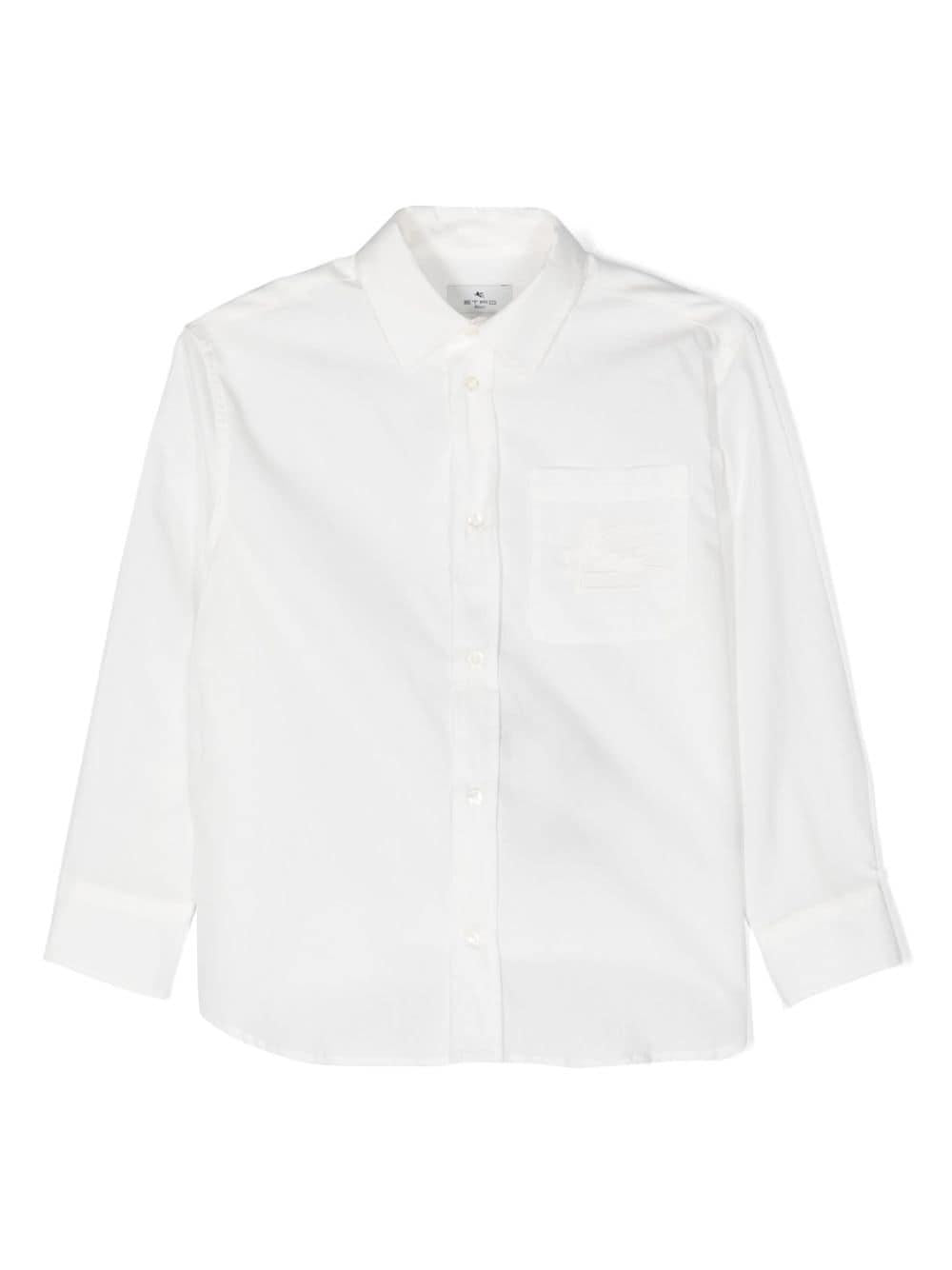 Camicia con logo ricamato per bambino ETRO KIDS bianco con orlo curvo GU5P25 P0013 101 ETRO KIDS