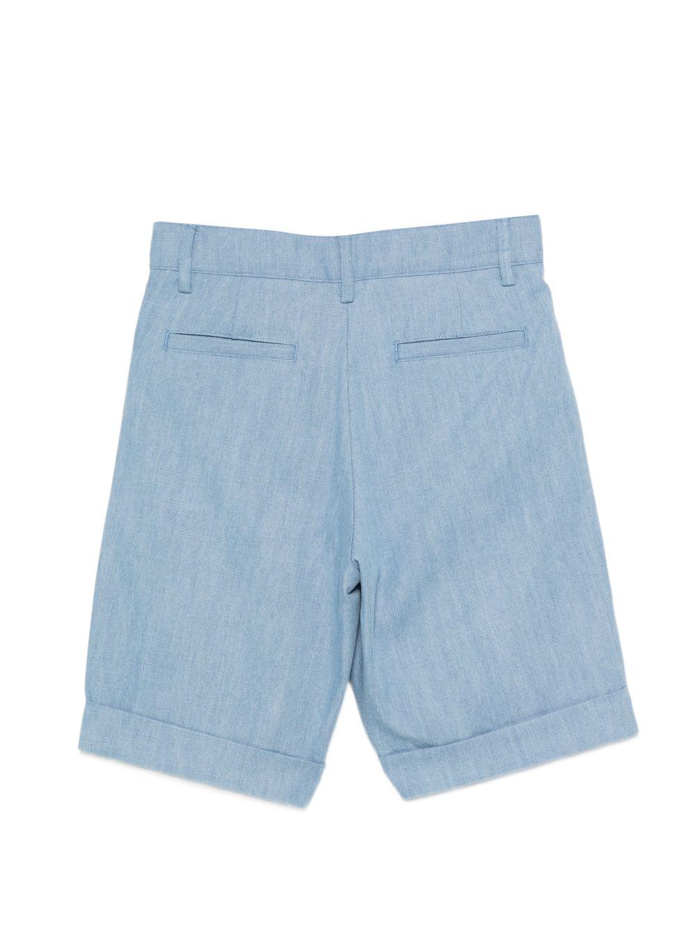 Shorts per bambino Balmain Kids azzurri con bottone color oro BY6R69 P0588 653 BALMAIN KIDS
