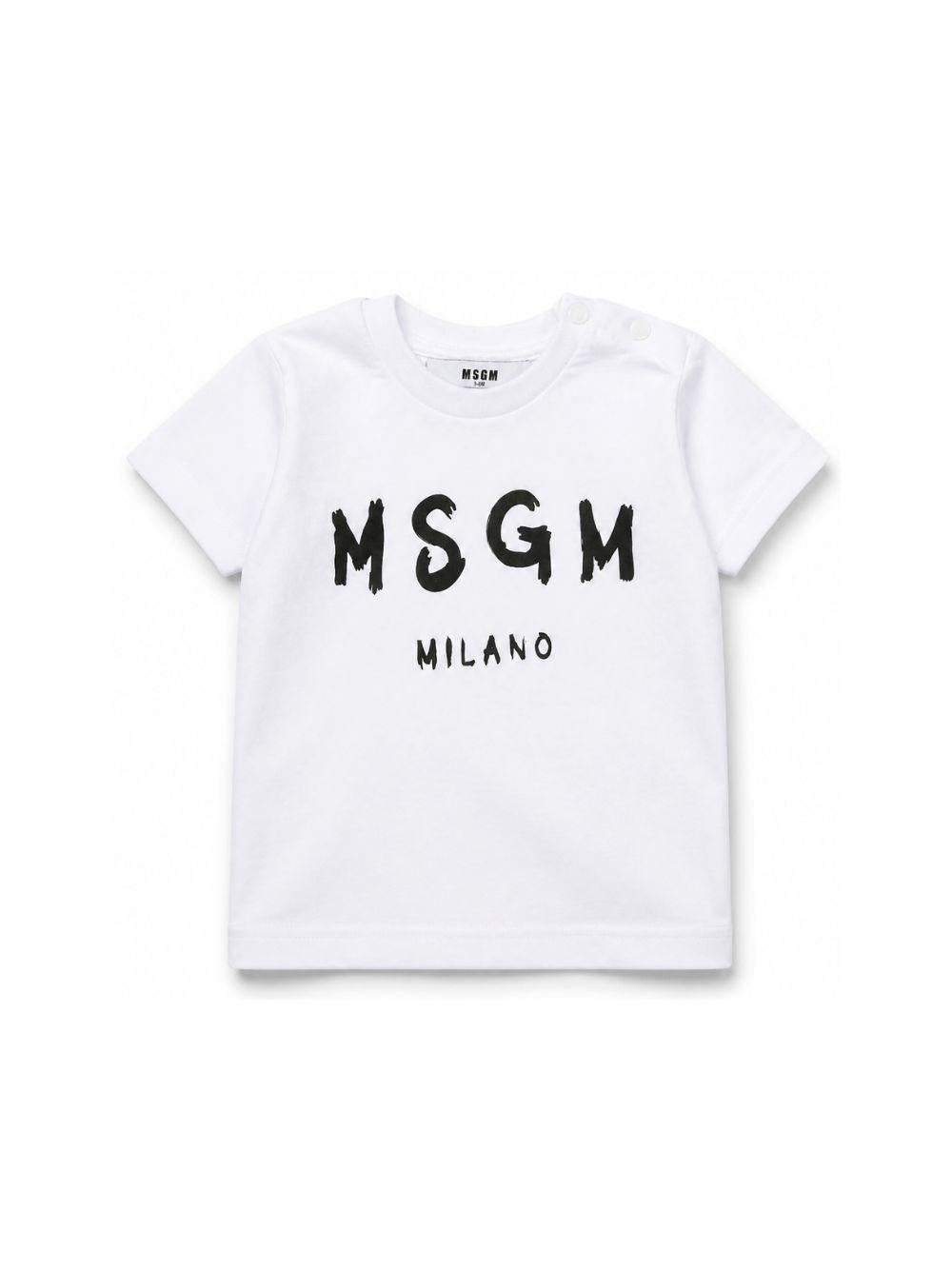 T-shirt per bambino MSGM Kids bianca con stampa logo sul davanti S6MSUNTH266 001 MSGM KIDS