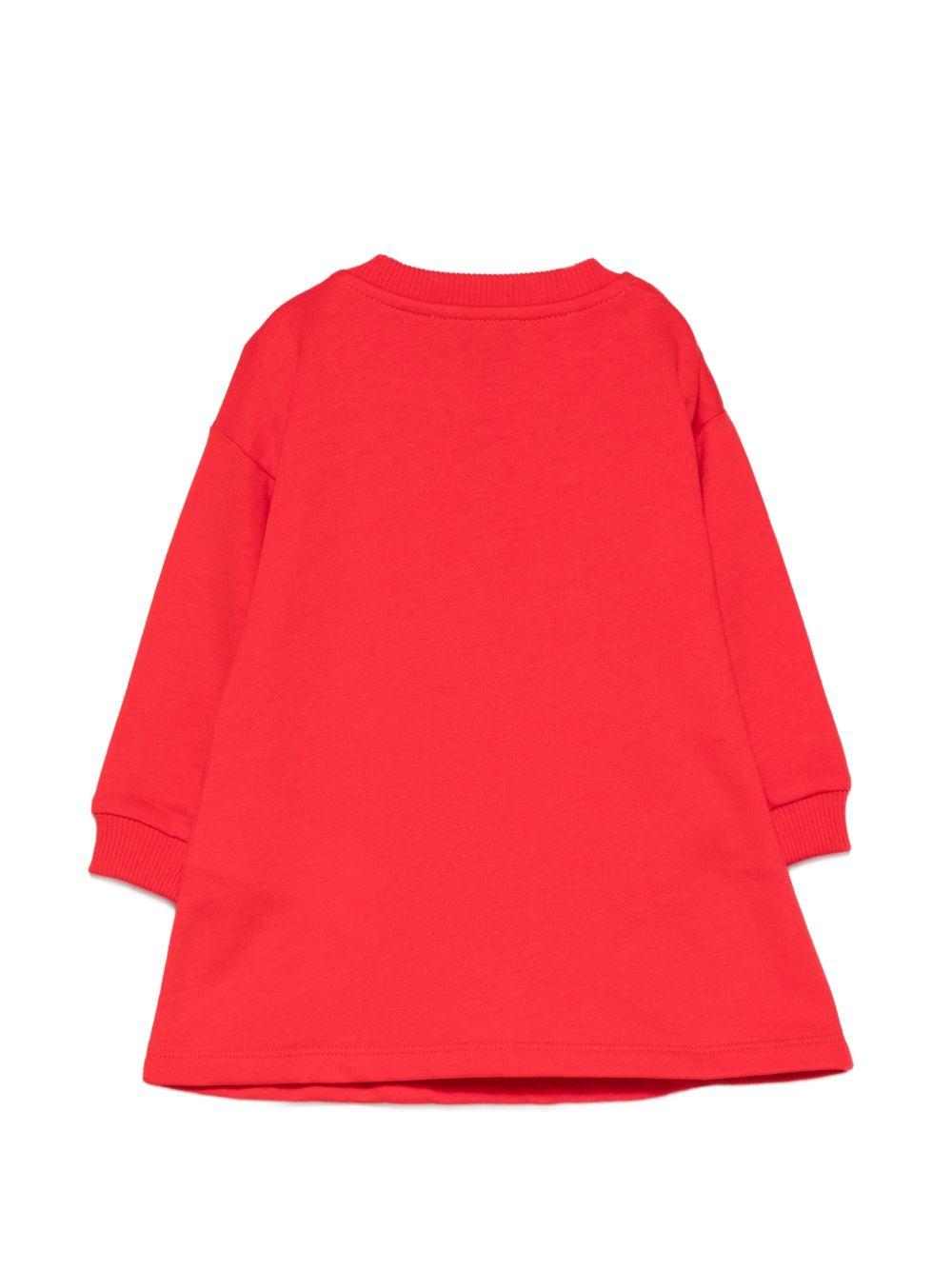 Abito per neonata Moschino Kids rosso con motivo Teddy Bear MBV0CVLCA40 50109 MOSCHINO KIDS