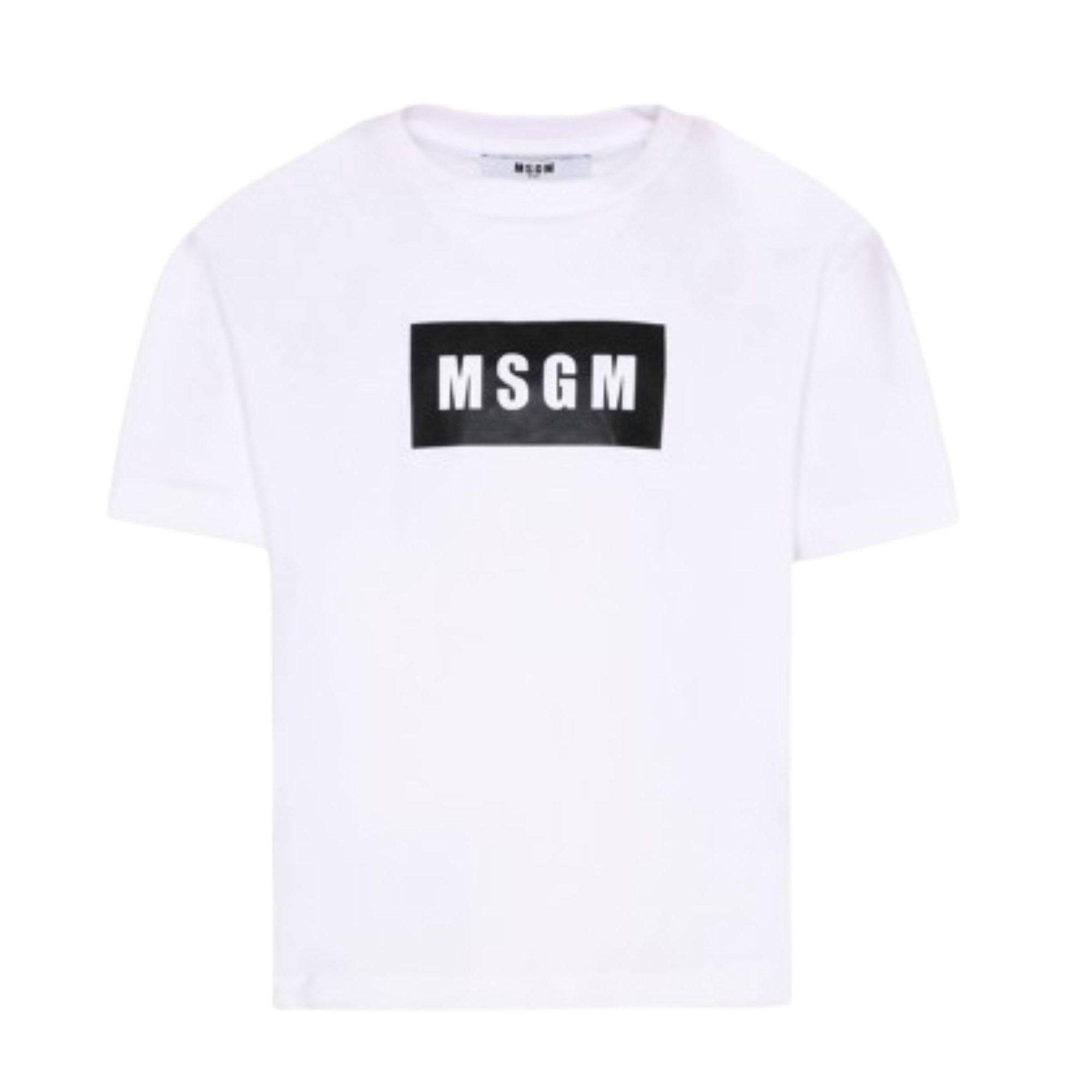 T-shirt per bambino MSGM Kids bianca con stampa logo S6MSJUTH005 001 MSGM KIDS