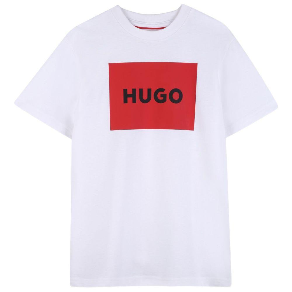 T-shirt per bambino Hugo Kids bianca con stampa con logo G00572 10P Hugo KIDS
