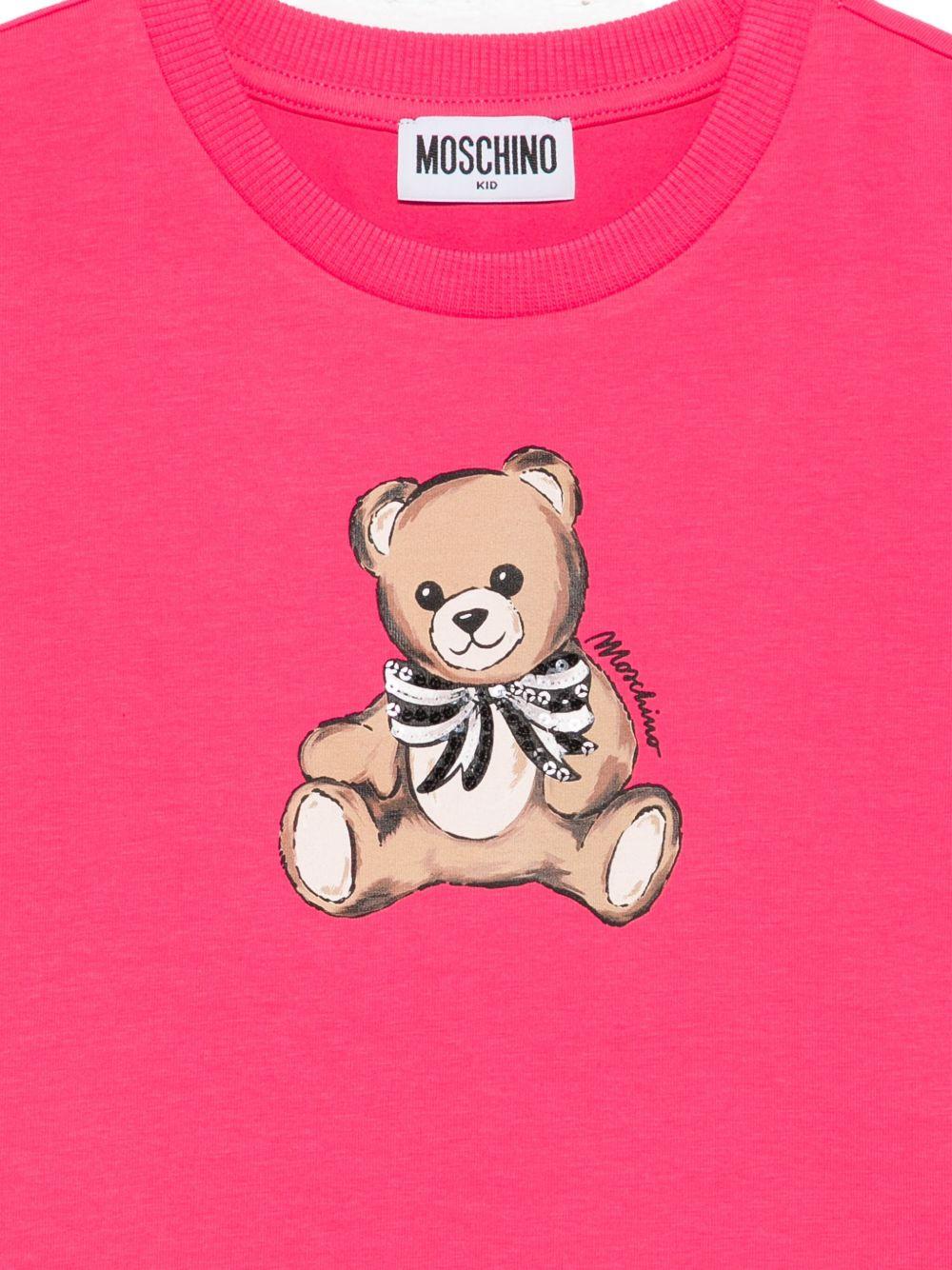 T-shirt per bambina Moschino Kids fucsia con logo Teddy Bear HCM06KLBA11 50541 MOSCHINO KIDS