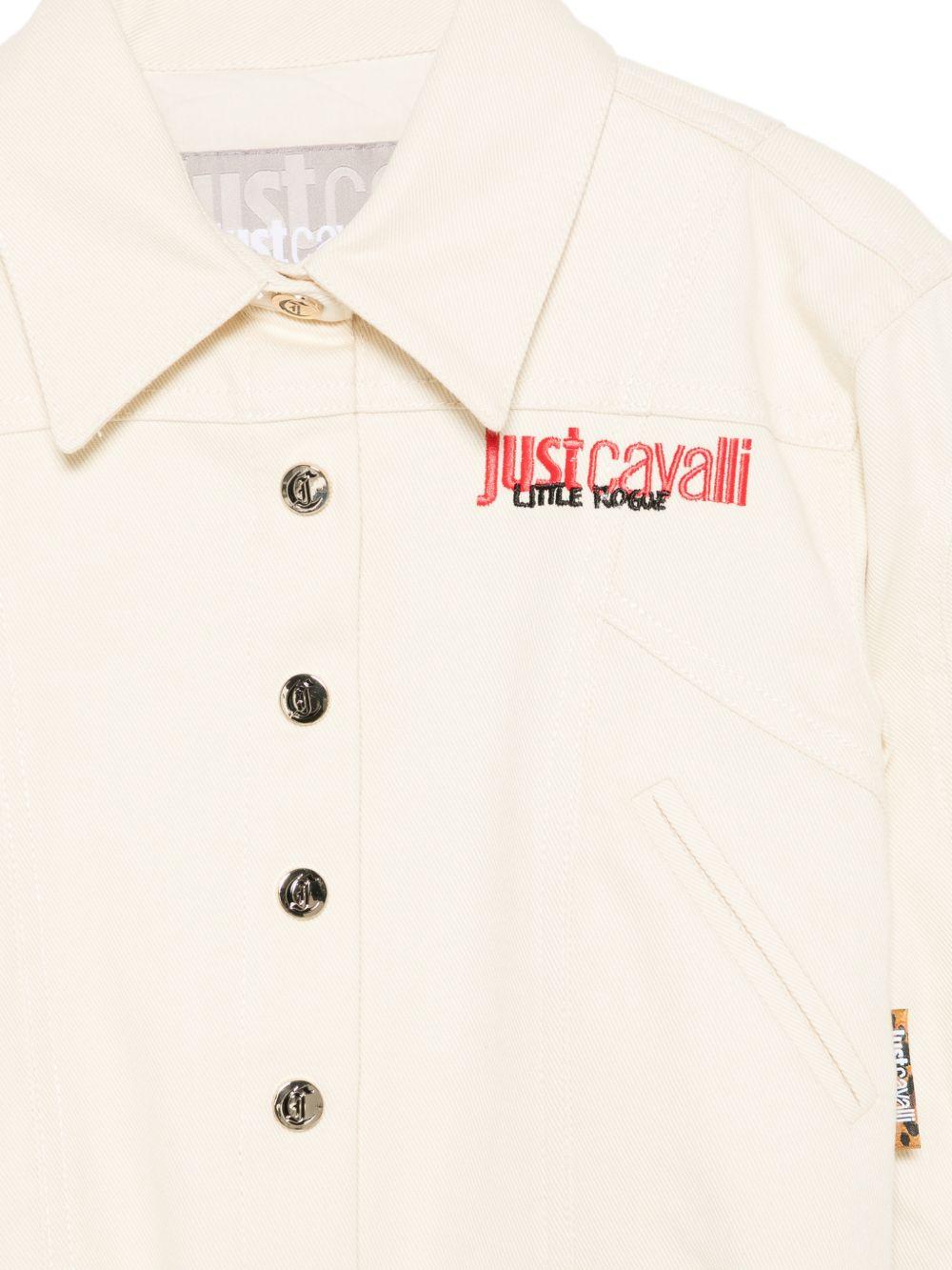Giubbino per bambina Just Cavalli Kids bianco con logo ricamato sul davanti JGP26138GB PRISTINE JUST CAVALLI KIDS