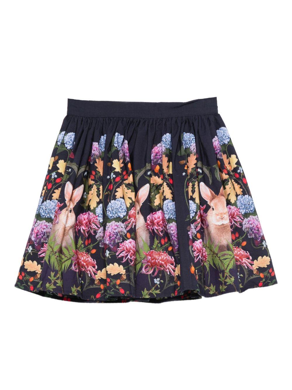 Gonna per bambina Molo blu con stampa floreale 2W25D110 4974 MOLO