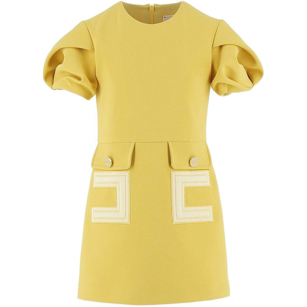 Abito per bambina Elisabetta Franchi La Mia Bambina giallo con applicazione con logo EFAB6460GA022 2033 ElISABETTA FRANCHI KIDS