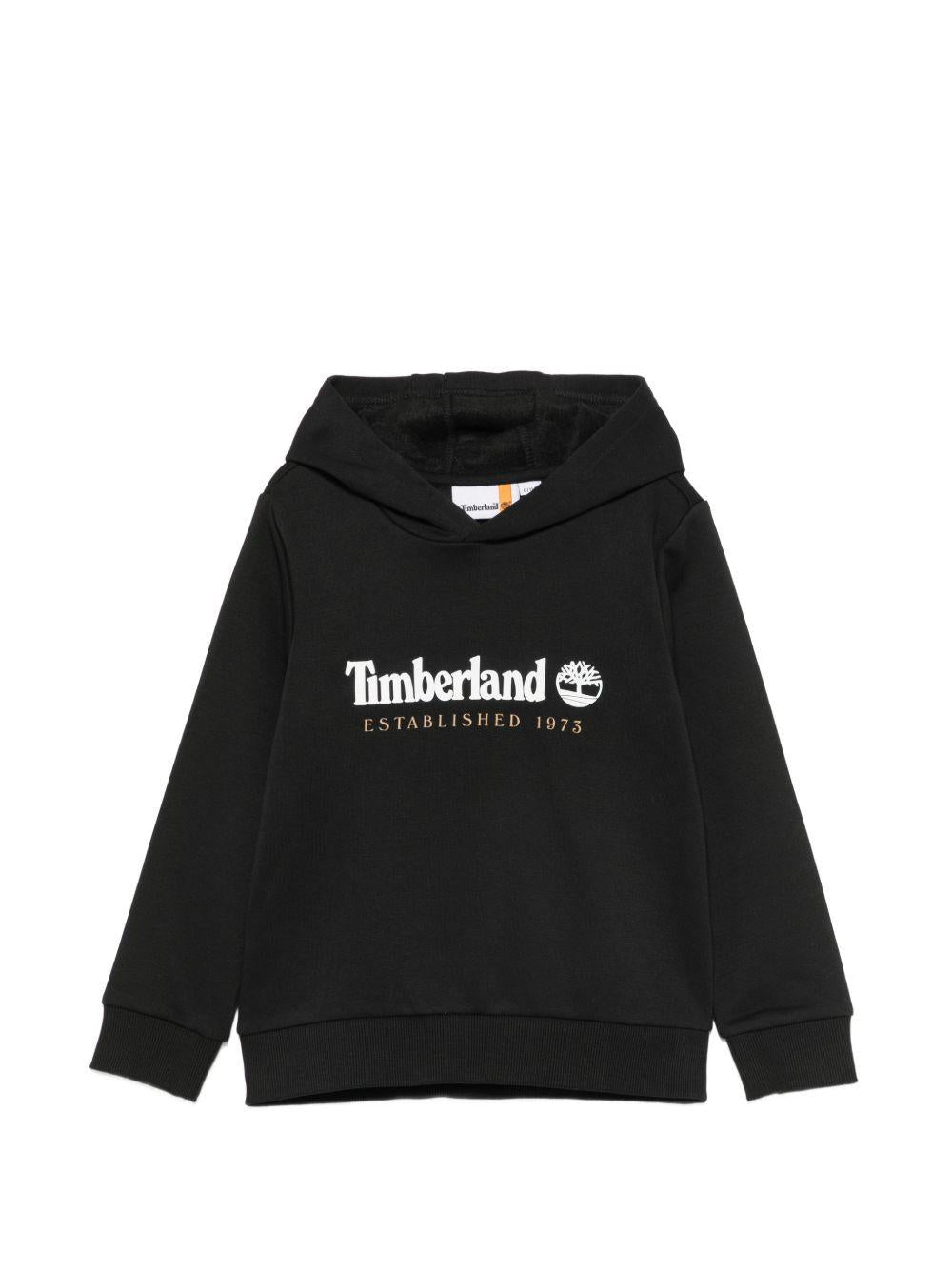 Felpa per bambino Timberland Kids nera con stampa logo sul davanti T60975 09B TIMBERLAND KIDS