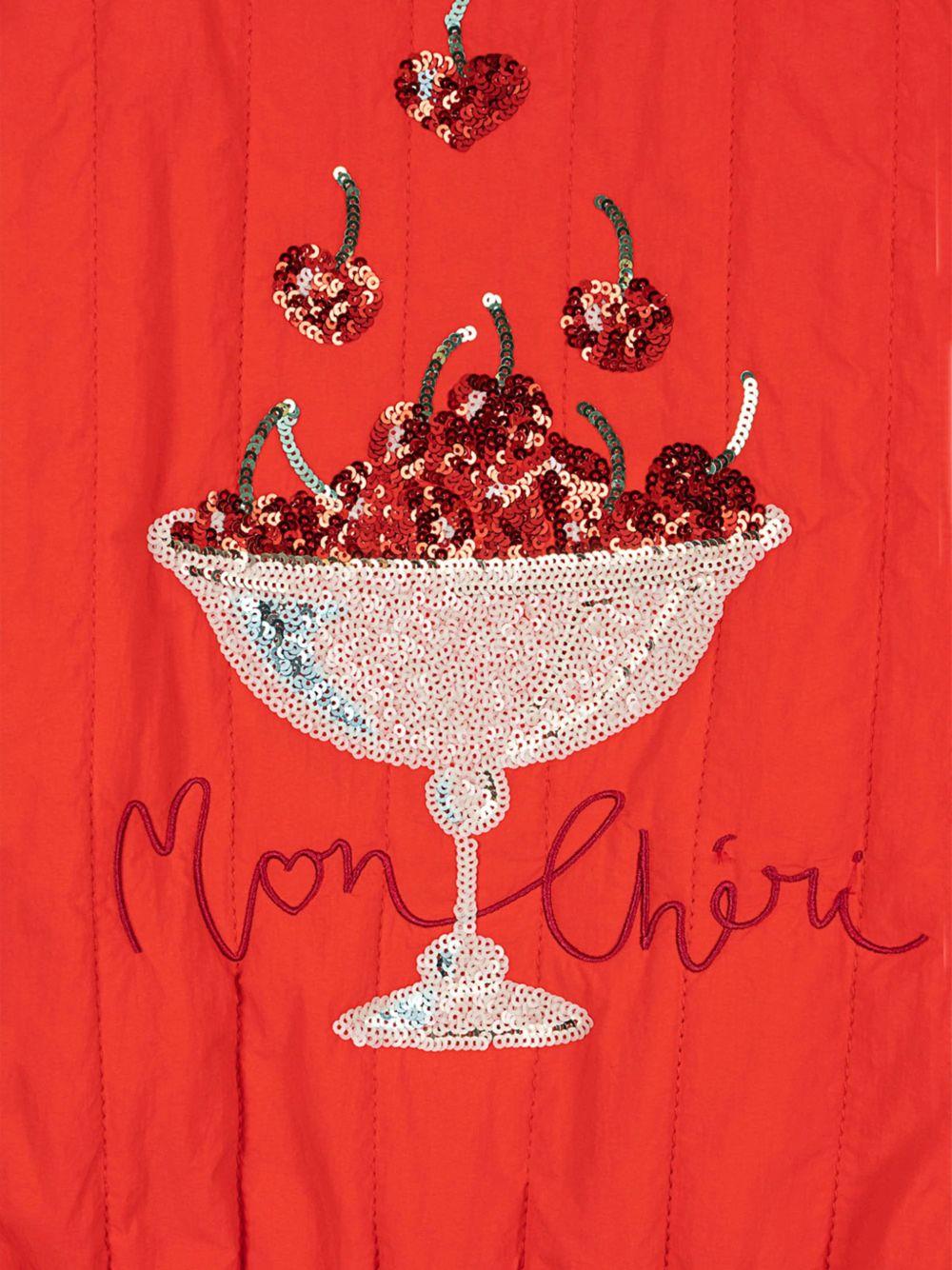 Gilet per bambina Konges Sløjd rosso con decorazione ciliegie sul retro KS104889 RED KONGES SLOJD