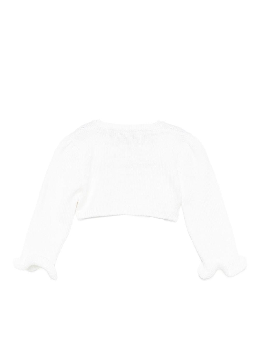 Cardigan per neonata La Stupenderia bianco con maniche arricciate 1WCSC62 800 LA STUPENDERIA