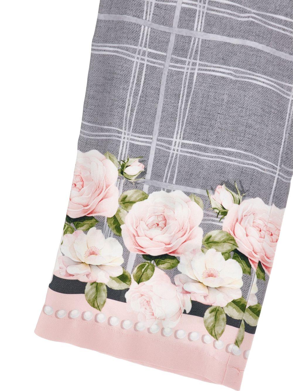Pantaloni per bambina Monnalisa Kids grigi con motivo a fiori 71H402 8674 3294 MONNALISA KIDS