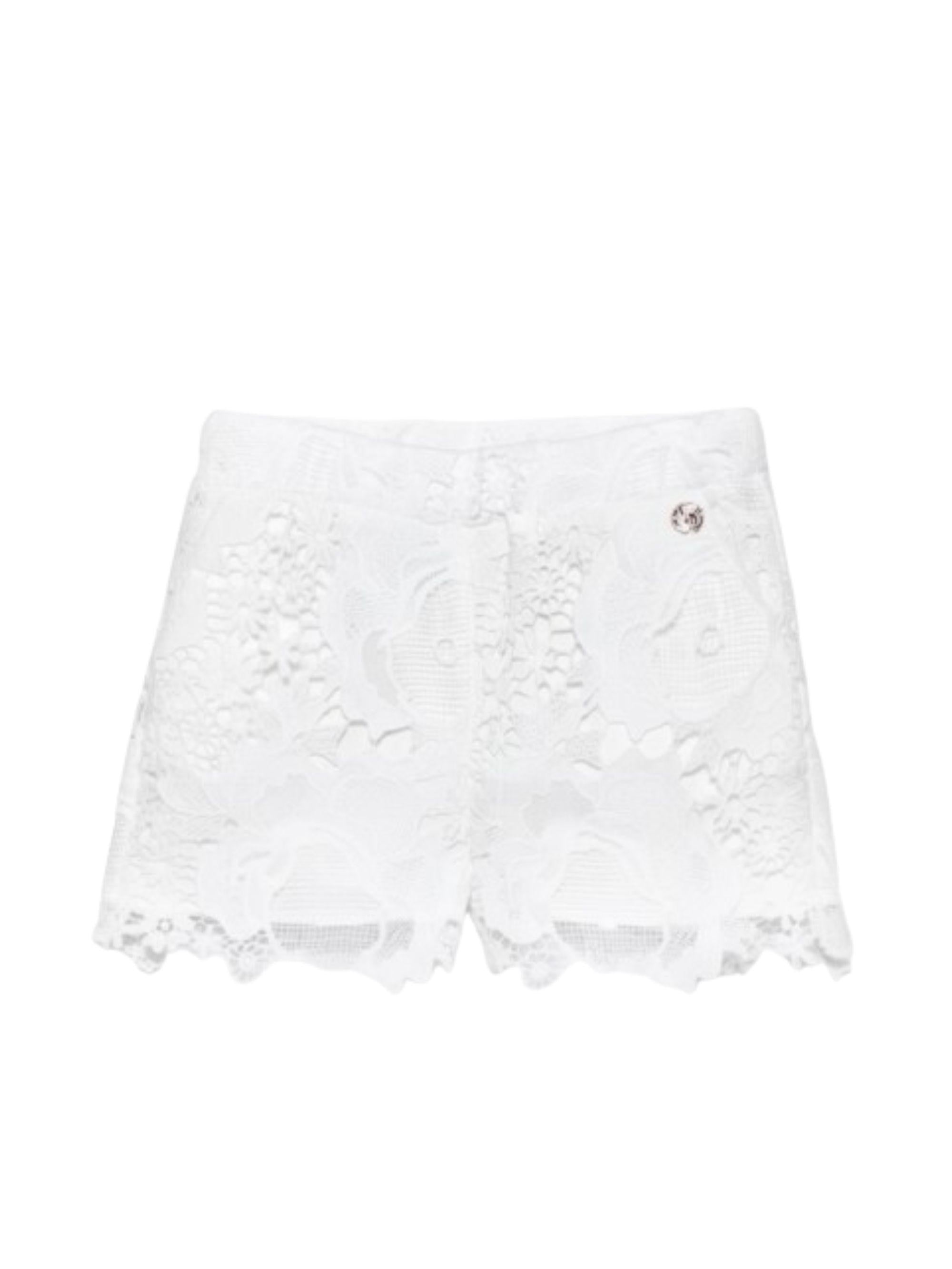 Shorts per bambina Roberto Cavalli Kids bianco in pizzo CGP26137SH WHITE ROBERTO CAVALLI KIDS
