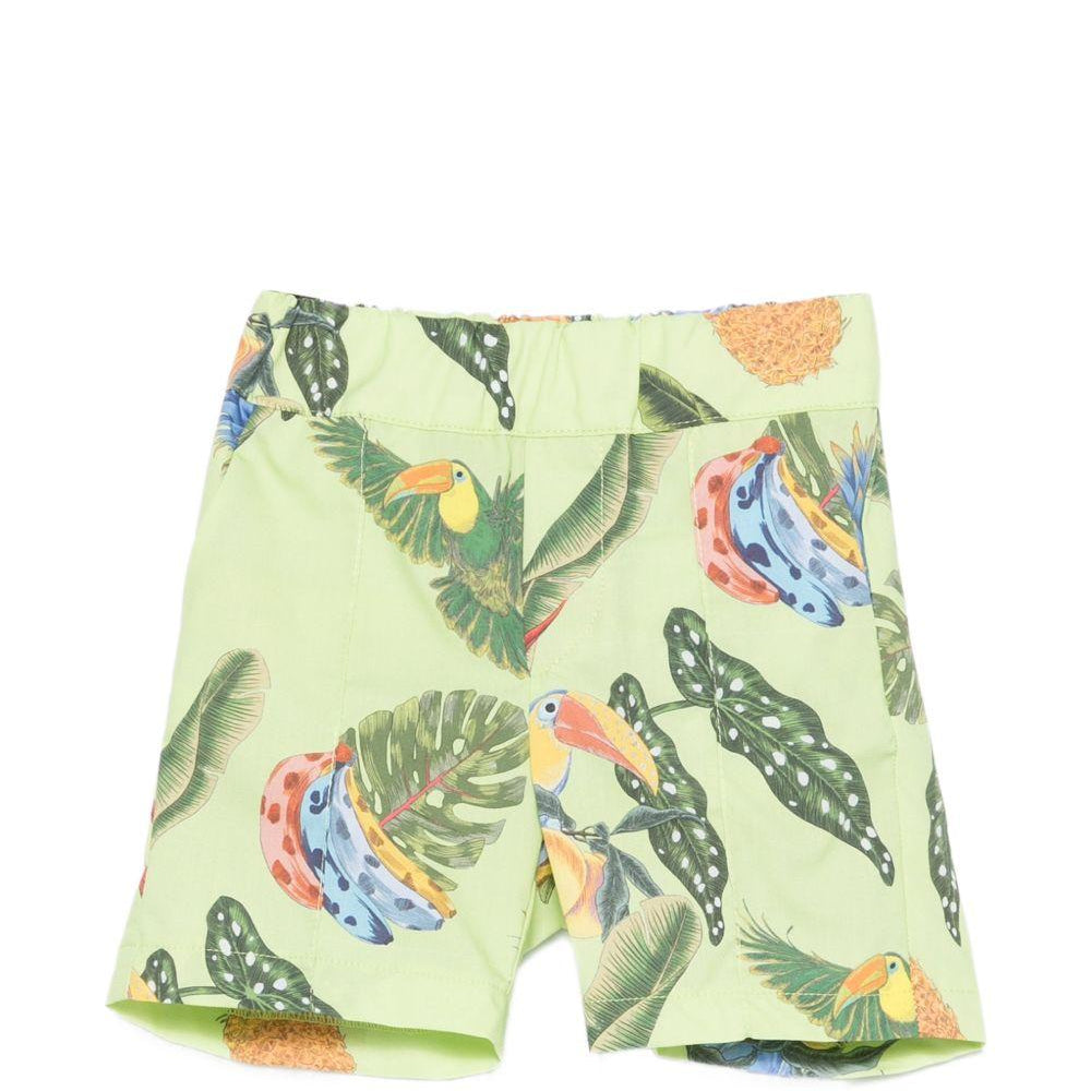 Shorts per neonato Roberto Cavalli Kids verde con stampa tropicale CIP26120BE TROP. LIME ROBERTO CAVALLI KIDS