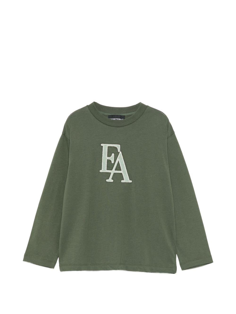 T-shirt per bambino Emporio Armani Kids verde con logo sul davanti EB001666 AF16162 U8114 EMPORIO ARMANI KIDS