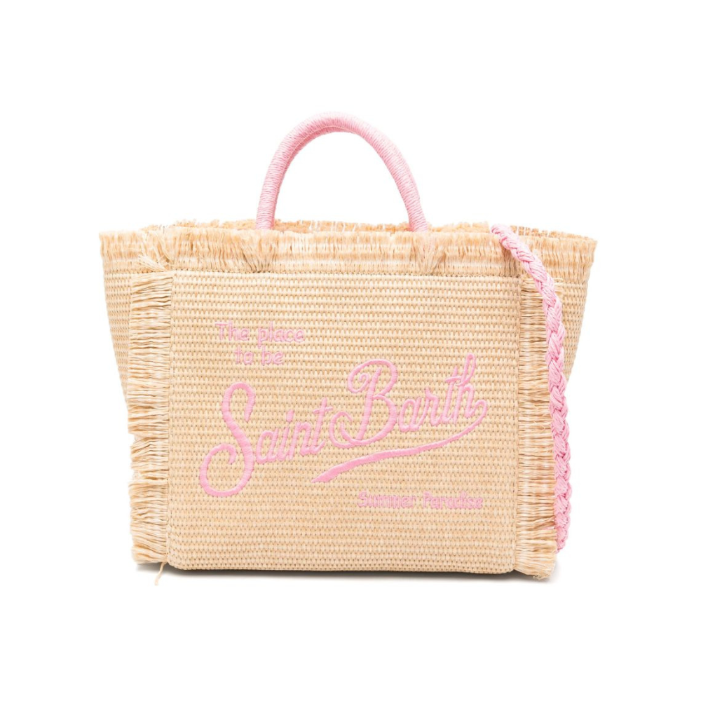 Borsa tote Colette MC2 Saint Barth beige con logo ricamato a contrasto COL0017 00415L MC2 ST. BARTH KIDS